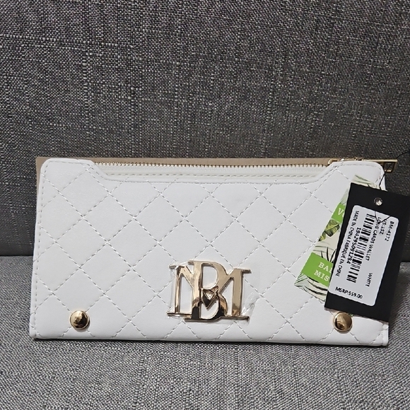 Badgley Mischka Handbags - Badgley Mischka White Quilted Wallet with Gold Hardware